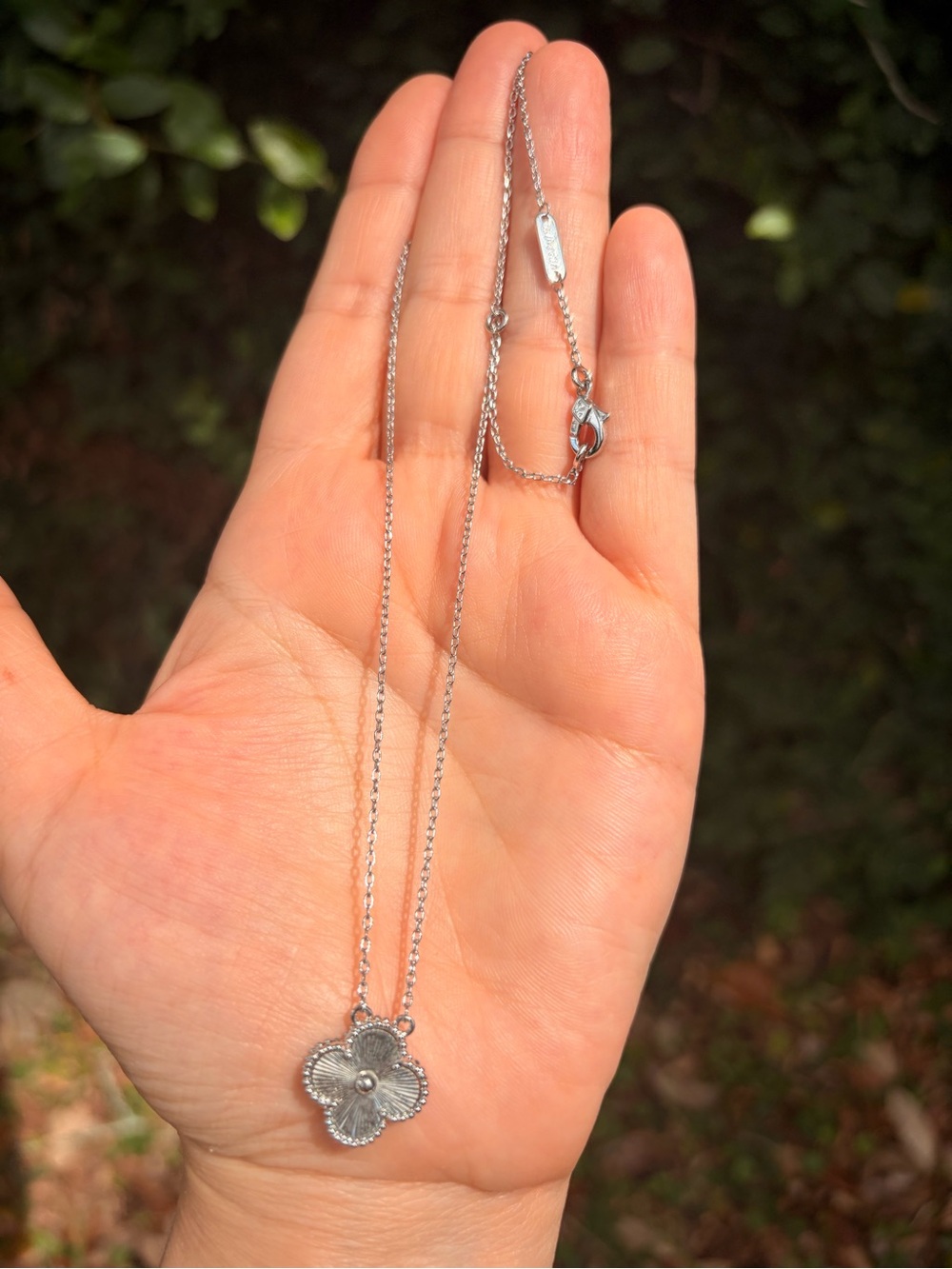 Silver Floral Pendant Necklace - Silver - Picture 2 of 5